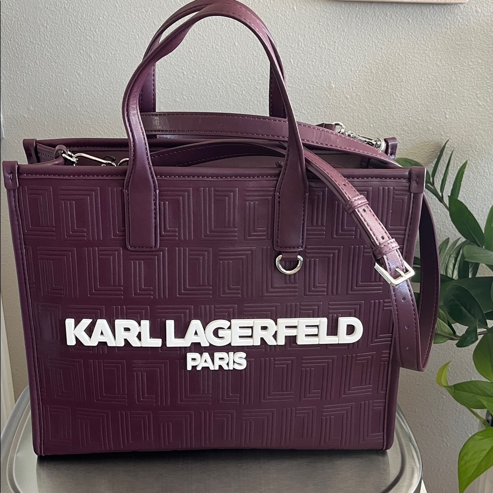 Karl Lagerfeld Plum Tote with White Logo